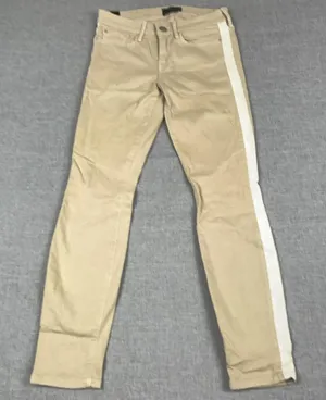Vince Jeans Womens 27 Beige Light Wash Mid Rise Skinny Side Stripe Denim Stretch thumbnail 1