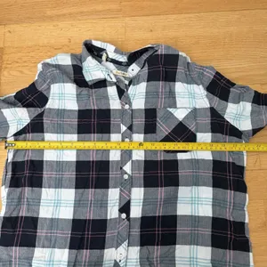 Barbour Womens Shoreline Shirt 10 EUC Oversized Windowpane Tartan Coastal Preppy thumbnail 7