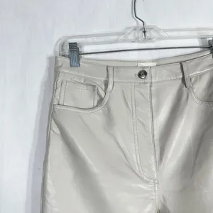 Wilfred Size 10 Faux Leather Pants‎ White Straight Solid High Rise Flawed 1692 thumbnail 5