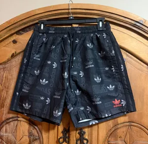 Adidas Originals black & white swim trunks thumbnail 1