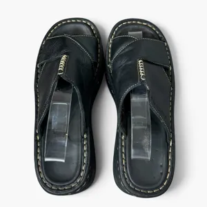 Vintage Y2K Skechers Black Leather Chunky Platform Slide Sandals Size 6 Grunge thumbnail 6