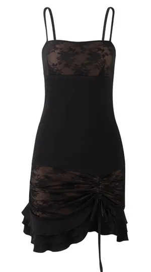 Tiger Mist NWT Black Hudda Lace Mini Dress thumbnail 1
