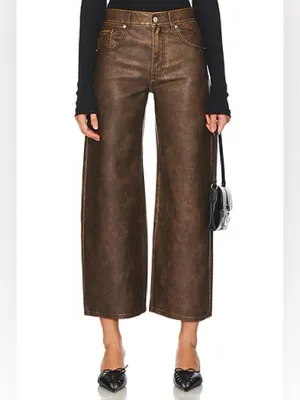 Free People We the Free Misha Barrel Vegan Brown Pants 28 thumbnail 2