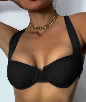 SheIn Ruched Crisscross Underwire Bikini Top thumbnail 1