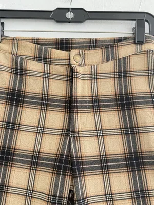 NEW Forever 21 Women’s XSMALL Brown Plaid Casual Wide Flare Pants thumbnail 5