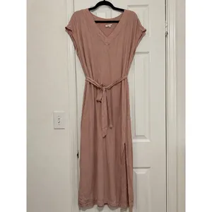 Splendid Collection Evian V-Neck Maxi Dress Dusty Rose Belted Pockets Small thumbnail 2