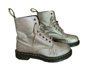 Dr Martens 1460 Pascal Glitter Boots Palegold Womens Size 7 thumbnail 1