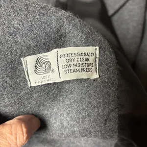 Vintage Wool Double Breasted Overcoat Longline Notched Lapel Grey Sz 16 Classic thumbnail 4