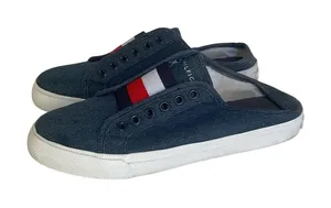 Tommy Hilfiger Women’s Denim Slip On Mule Sneakers Size 5.5 Blue Flag Logo thumbnail 1