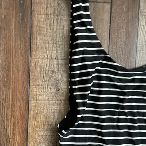 Aerie Womens Swim One Piece Black White Stripe Low Back Side Boob Size Large thumbnail 5