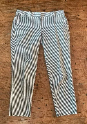 J Crew pinstripe seersucker Cafe Capri vacationcore 4 pants thumbnail 1