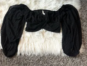 Lucy in the Sky Long Sleeve Black top thumbnail 2
