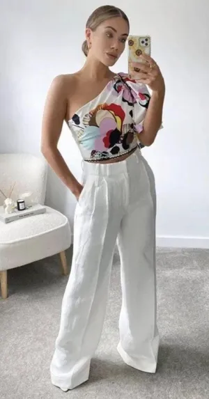 ZARA nwt wide straight leg high waisted men’s style pleated pants thumbnail 2