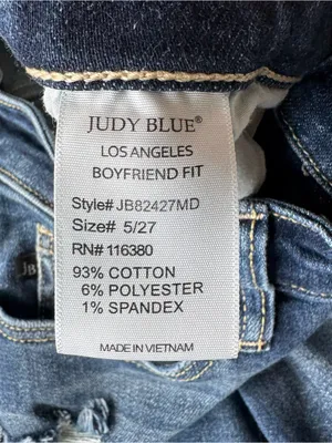 Judy Blue 5/27 Mid Rise Cuffed Destroyed Boyfriend Fit Jeans Distressed Denim thumbnail 7