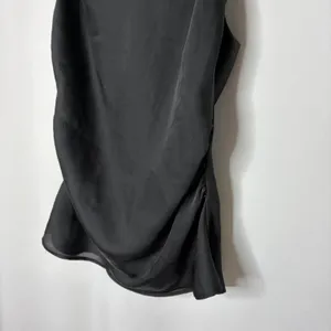 ZARA Black Satin Ruched High Neck Sleeveless Blouse 100% Polyester Womens Small thumbnail 3