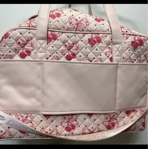 Luv Betsey by Betsey Johnson Duffle Travel Bag. Pink with dark pink cherries thumbnail 3