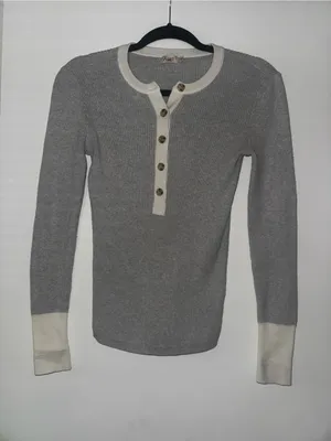 Faherty Women's Mikki Henley Neutral Colorblock Sweater thumbnail 5