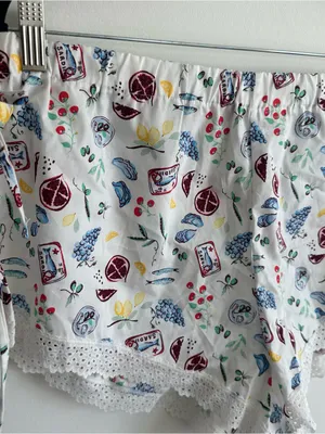 Colsie White Fruit/Sardine Printed Lace Trim Sleep Shorts thumbnail 2