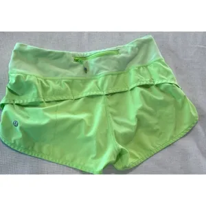 Lululemon Activewear Shorts 4 Green Speed Short Zip Pockets Built In Liner Logo thumbnail 7