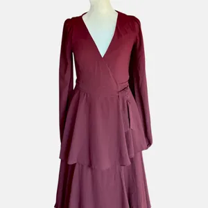 NWT Lulus Small Marvelous Grace Plum Long Sleeve Tiered Wrap Maxi‎ Dress Sz XS thumbnail 5