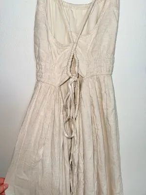 American Eagle Halter Open Back Handkerchief Hem Midi Dress Cream NWT thumbnail 10