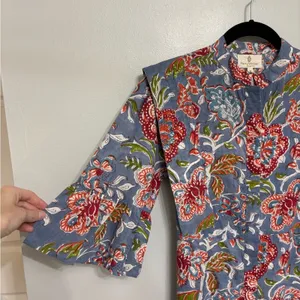 NEW Perry Walker Collective Cotton Tori Shirt Dress in Blue Paisley -Size 1 (XS) thumbnail 6