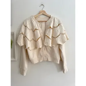FREE PEOPLE Fluttercape Cream Sweatshirt Size Small thumbnail 4