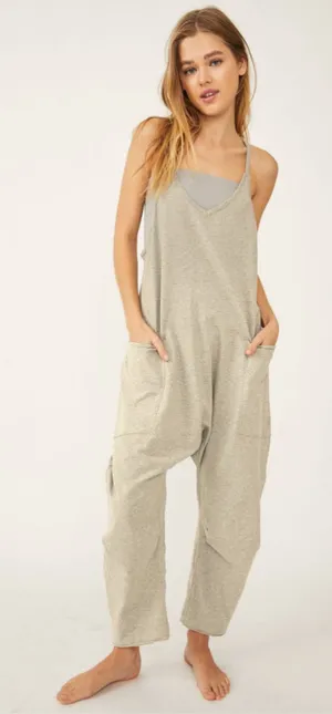 Free People FP Movement Onesie Jumpsuit Size L Oatmeal Heather thumbnail 1