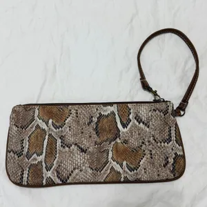 XOXO Snakeskin Print Wristlet Clutch Brown‎ Faux Leather Studded Bag Y2K thumbnail 2