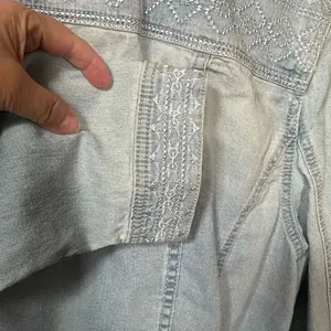 Christopher & banks size XL embroidered light wash denim jacket. thumbnail 3