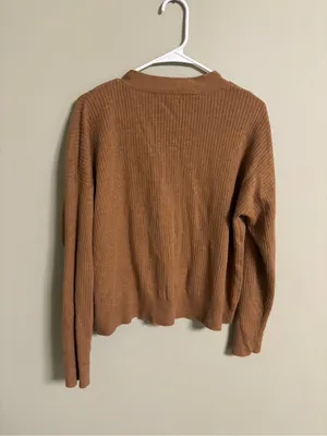 Aspen Cardigan Sweater Womens Size XL Tan Beige Merino Wool Button Front Classic thumbnail 2