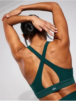 Alo Yoga Alosoft Iconic 90's Bra In Green size M thumbnail 1