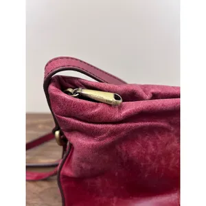 Hobo Red Genuine‎ Leather Slouchy Crossbody Bag Whipstitch Detail Tassel Zipper thumbnail 5