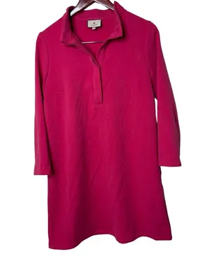 Tuckernuck Fuchsia Pink Avery Terry Shirt Dress Mini Button Stand Collar S thumbnail 1