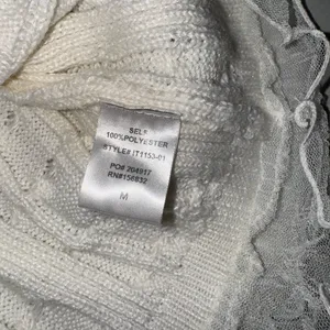 NWT Bibi Cream Cable Knit Top with Layered Chiffon Edges size medium White thumbnail 5