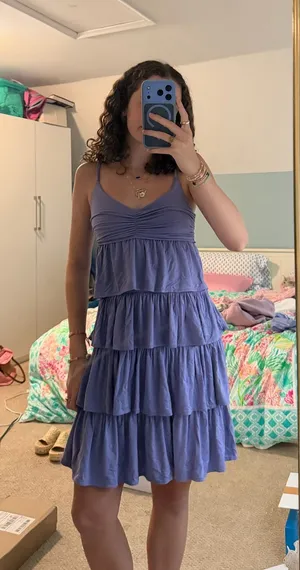J.Crew Long purple ruffle dress thumbnail 1