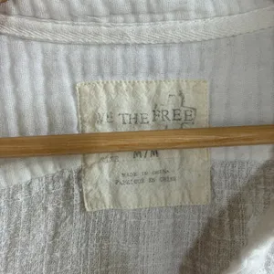 We The Free Gauze Button Down Shirt Medium White Womens Cotton Boho Top FLAW thumbnail 4