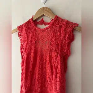 Free‎ People Intimately Daydream Bodycon Slip Lace Dress Coral Pink Plunge Back thumbnail 4