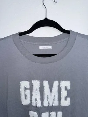 Maurices Game Day Oversized Fit Graphic Tee Gray Sequins Chenille thumbnail 3