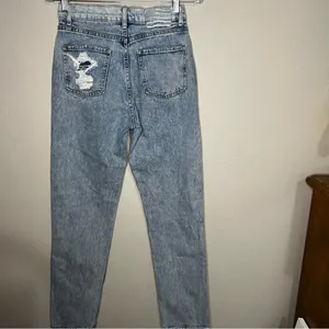 Revice Uptown Stardust High‎ Rise Straight Leg Mom Distressed Denim Jeans thumbnail 8
