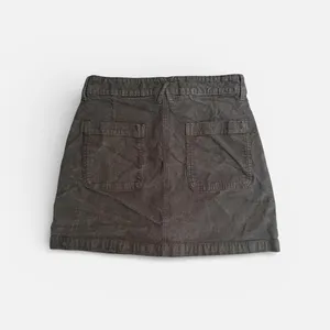 American Eagle Olive Green Corduroy Button Front Mini Skirt Super Stretch Size 6 thumbnail 2