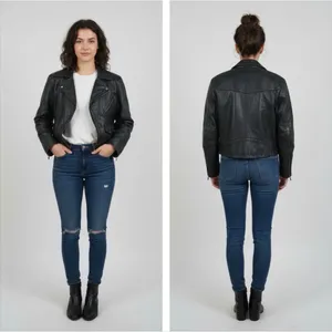 Copper‎ Key Clothing Company Vintage Black Leather Motorcycle Jacket Womens Moto thumbnail 2