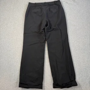 Ann Taylor Petites 4P Black Pinstripe Wide Leg Cuffed Dress Pants Virgin Wool thumbnail 8