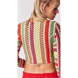 Free People Twist And Shout Crop Top Large Boho Crochet Scallop Festival Hippie thumbnail 3