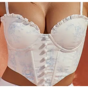 Princess Polly NEW Toile blue floral corset top thumbnail 1