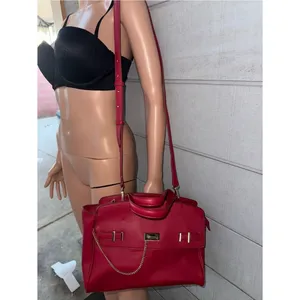 Women’s INC International Concepts Bright Red Satchel with Gold Chain Accent thumbnail 4