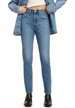 Levi’s 501 Skinny Jeans, Medium Indigo, Size 24, EUC thumbnail 1