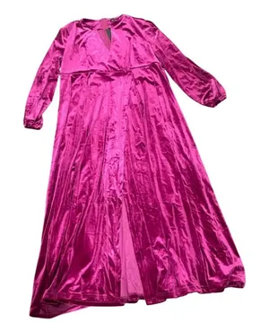 XPlusWear V-Neck Long Sleeve Velvet Maxi Dress in Magenta, Size XL​ thumbnail 1