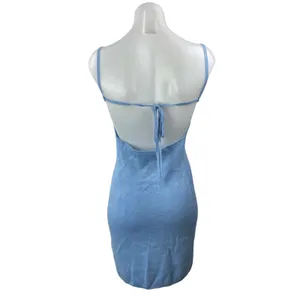 Abercrombie & Fitch Blue Sleeveless Backless Cami Camisole Bodycon Mini Dress S thumbnail 3