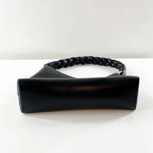 Aupen Nirvana Calfskin Leather with Gold-Tone Metal Shoulder Handbag Noir Black thumbnail 9